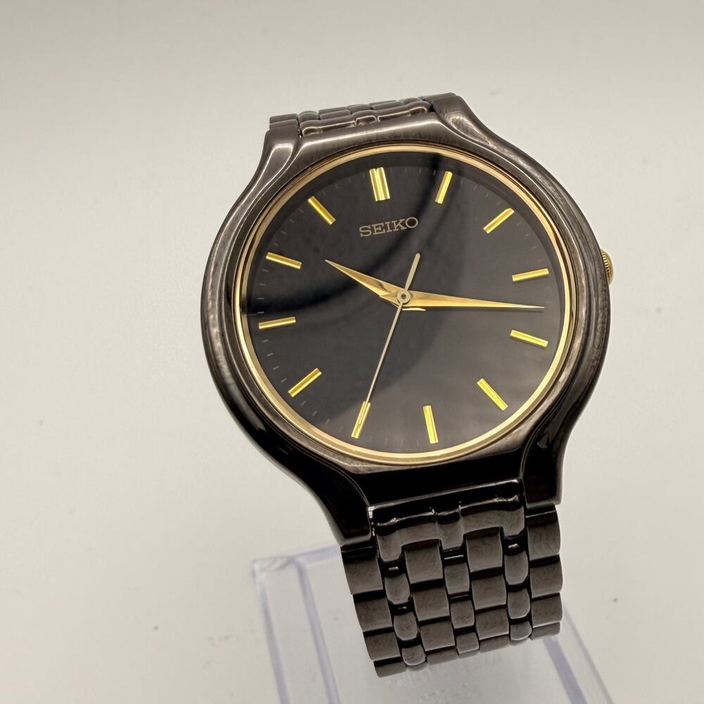 Stunning Vintage Seiko Quartz Dress Watch 7N01-1K20 - Gunmetal & Gold Working